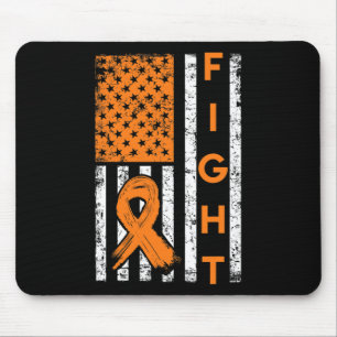 Us American Flag Orange Ribbon Leukaemia Awareness Mouse Pad