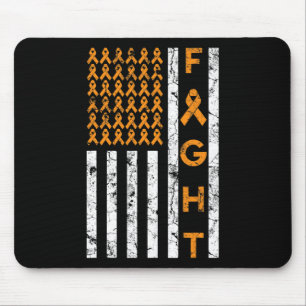Us American Flag Orange Ribbon Leukaemia Awareness Mouse Pad
