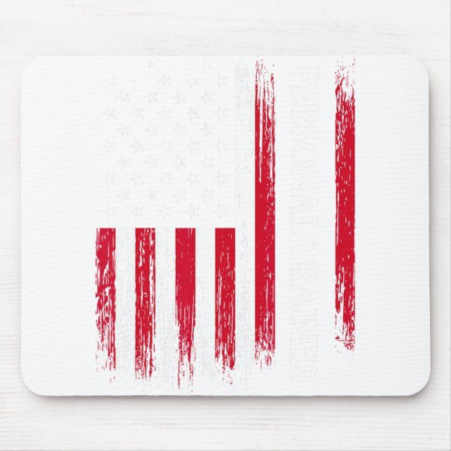 Us American Flag Personal Trainer Fitness Instruct Mouse Pad (Front)