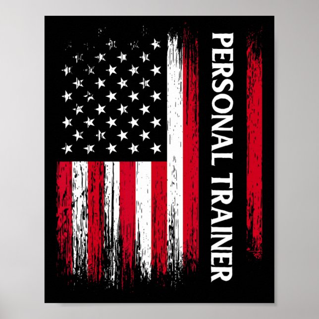 Us American Flag Personal Trainer Fitness Instruct Poster (Front)