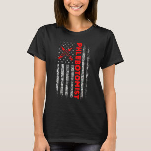 Us American Flag Phlebotomy Technician Phlebotomis T-Shirt