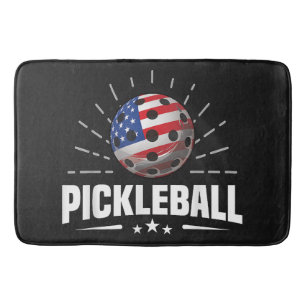 US American Flag Pickleball Player Bath Mat