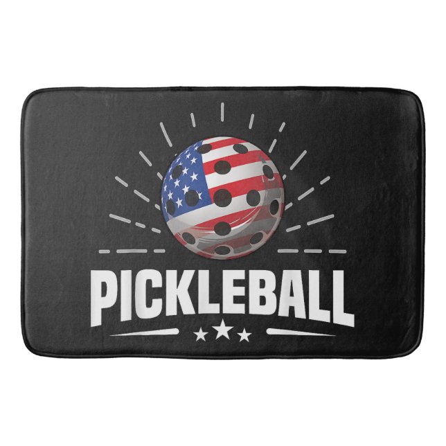 US American Flag Pickleball Player Bath Mat (Front)