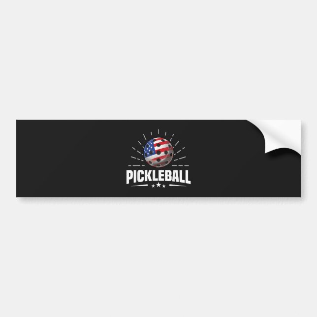 US American Flag Pickleball Player Bumper Sticker (Front)