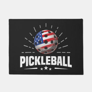 US American Flag Pickleball Player Doormat