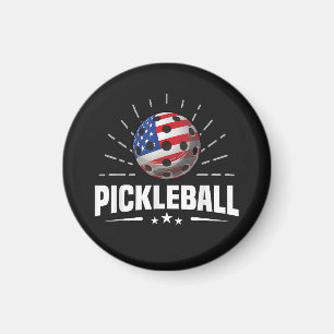 US American Flag Pickleball Player Magnet