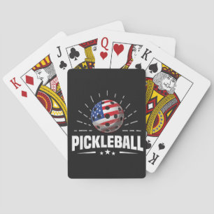 US American Flag Pickleball Player Playing Cards