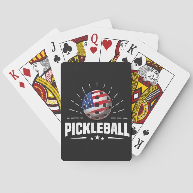 US American Flag Pickleball Player Playing Cards (Back)