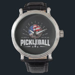 US American Flag Pickleball Player Watch<br><div class="desc">US American Flag Pickleball Player</div>