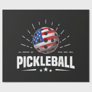 US American Flag Pickleball Player Wrapping Paper