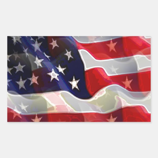 US American Flag Rectangular Sticker (Front)