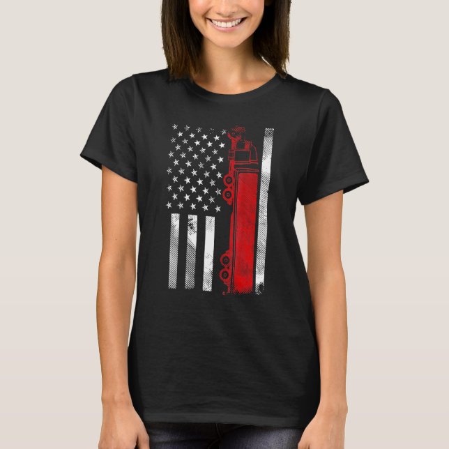 US American Flag Semi Truck Driver 18 Wheeler Truc T-Shirt (Front)