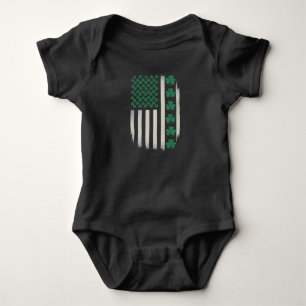 US American Flag Shamrocks St Patricks Day America Baby Bodysuit