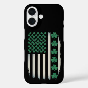 US American Flag Shamrocks St Patricks Day America iPhone 16 Case