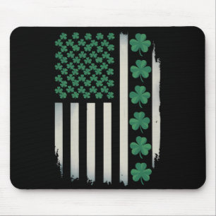 US American Flag Shamrocks St Patricks Day America Mouse Pad