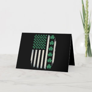 US American Flag Shamrocks St Patricks Day America Thank You Card