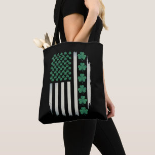US American Flag Shamrocks St Patricks Day America Tote Bag