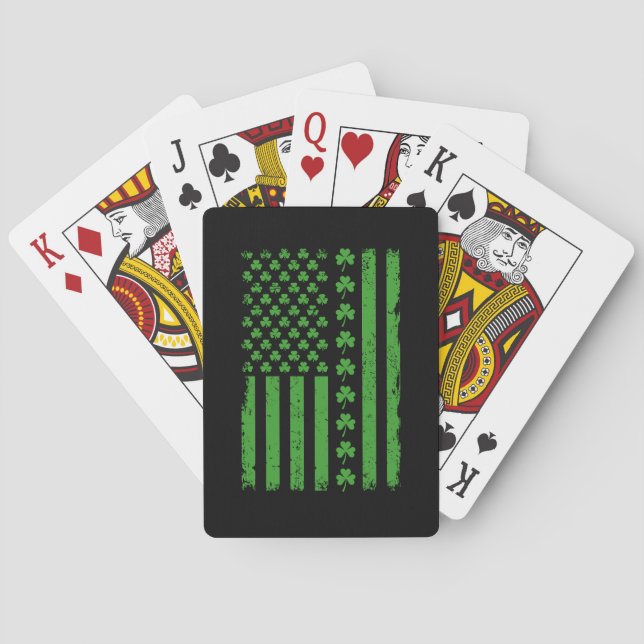 US American Flag Shamrocks St Patricks day Playing Cards (Back)