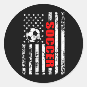 Us American Flag Soccer Patriotic Soccer  Classic Round Sticker