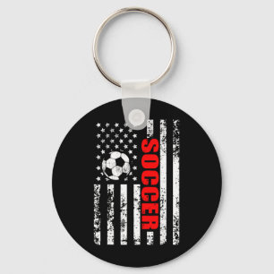 Us American Flag Soccer Patriotic Soccer Key Ring