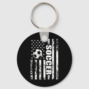 Us American Flag Soccer Patriotic Soccer Key Ring