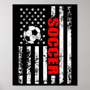 Us American Flag Soccer Patriotic Soccer Women Gir Poster