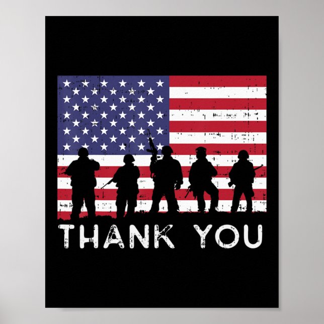 US American Flag Soldiers Thank You Memorial Day P Poster (Front)
