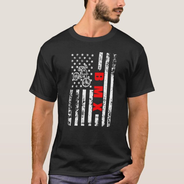 US American Flag Sports Patriotic BMX Premium T-Shirt (Front)