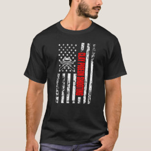 US American Flag Sports Patriotic Clay Pigeon Shoo T-Shirt