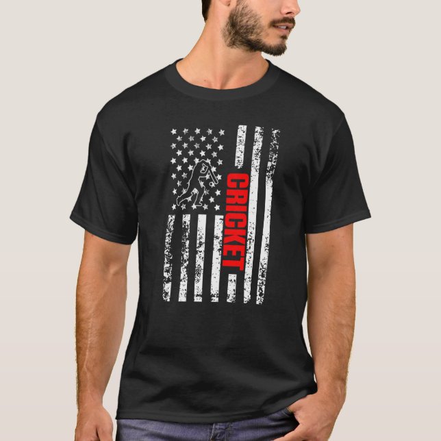 US American Flag Sports Patriotic Cricket Premium T-Shirt (Front)