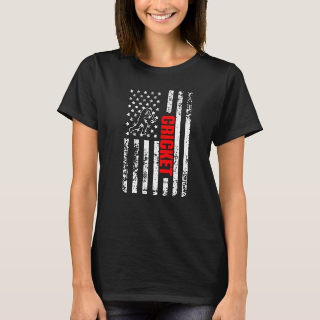 US American Flag Sports Patriotic Cricket Premium T-Shirt (Front)