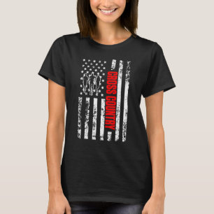 US American Flag Sports Patriotic Cross Country Ru T-Shirt