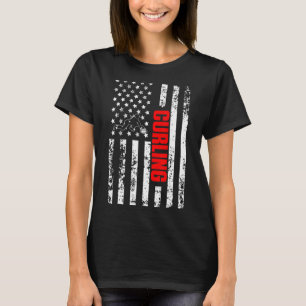 US American Flag Sports Patriotic Curling T-Shirt
