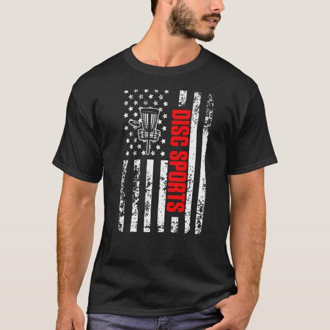 US American Flag Sports Patriotic Disc Golf Premiu T-Shirt (Front)