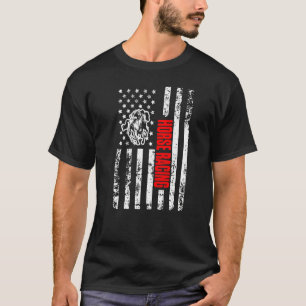 US American Flag Sports Patriotic Horse Racing Pre T-Shirt