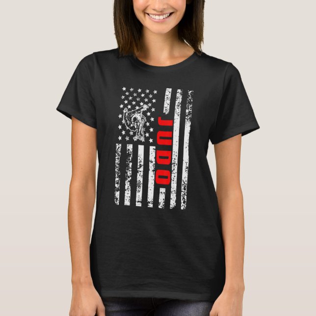 US American Flag Sports Patriotic Judo T-Shirt (Front)