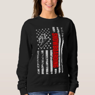 US American Flag Sports Patriotic Snowboarding Sweatshirt