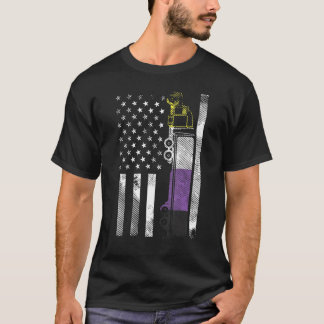 Us American Flag Truck Nonbinary Enby Nb Pride Fla T-Shirt