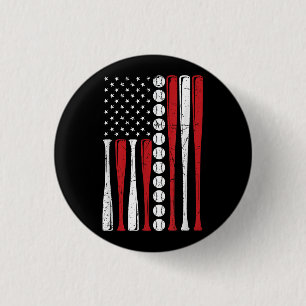US American Flag Vintage Baseball Flag 4th Of July 3 Cm Round Badge