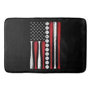US American Flag Vintage Baseball Flag 4th Of July Bath Mat