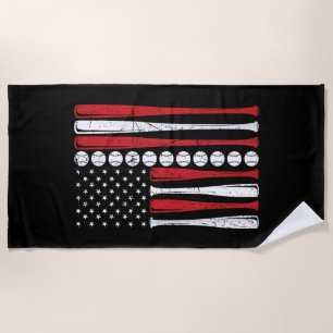 US American Flag Vintage Baseball Flag 4th Of July Beach Towel