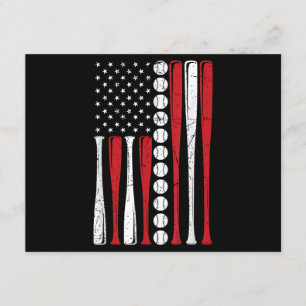 US American Flag Vintage Baseball Flag 4th Of July Enclosure Card