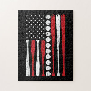 US American Flag Vintage Baseball Flag 4th Of July Jigsaw Puzzle