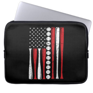 US American Flag Vintage Baseball Flag 4th Of July Laptop Sleeve
