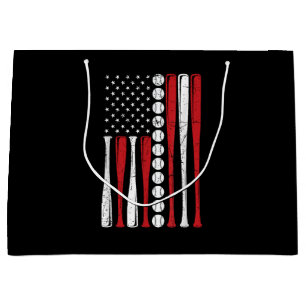 US American Flag Vintage Baseball Flag 4th Of July Large Gift Bag