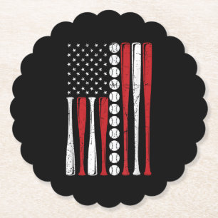 US American Flag Vintage Baseball Flag 4th Of July Paper Coaster