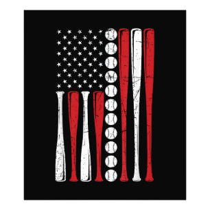 US American Flag Vintage Baseball Flag 4th Of July Photo Print