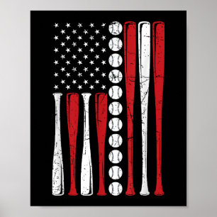 US American Flag Vintage Baseball Flag 4th Of July Poster