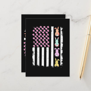 US American Flag with Bunny for Easter Day Announcement Postcard