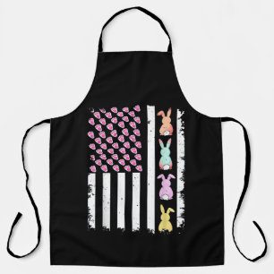 US American Flag with Bunny for Easter Day Apron